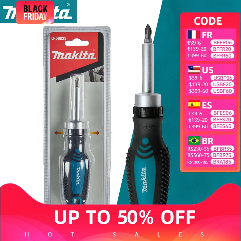 Makita D-58833 Ratchet Screwdriver Magnetic Semi-Automatic Positive Negative Ratchet Non-Slip Screwdriver Drill Accessories