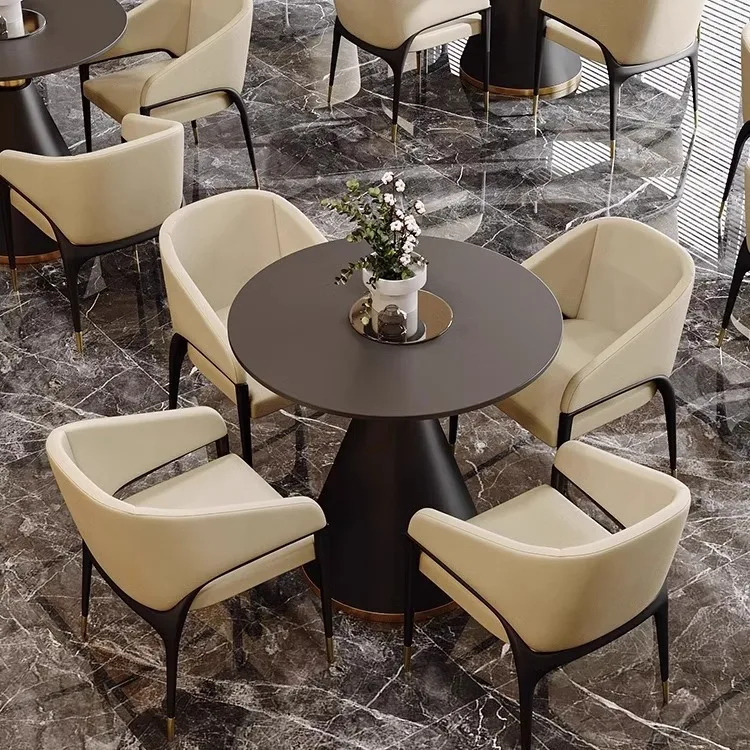 Negotiate table and chair combination, business meeting guests negotiate one table and four chairs, hotel reception sofa