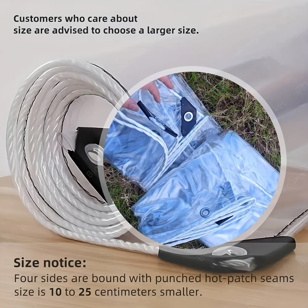 PVC Tarpaulin With Sealing Ring Wind Rain Dust Snow Protection Outdoor Cover For Garden Patio Chicken Coop