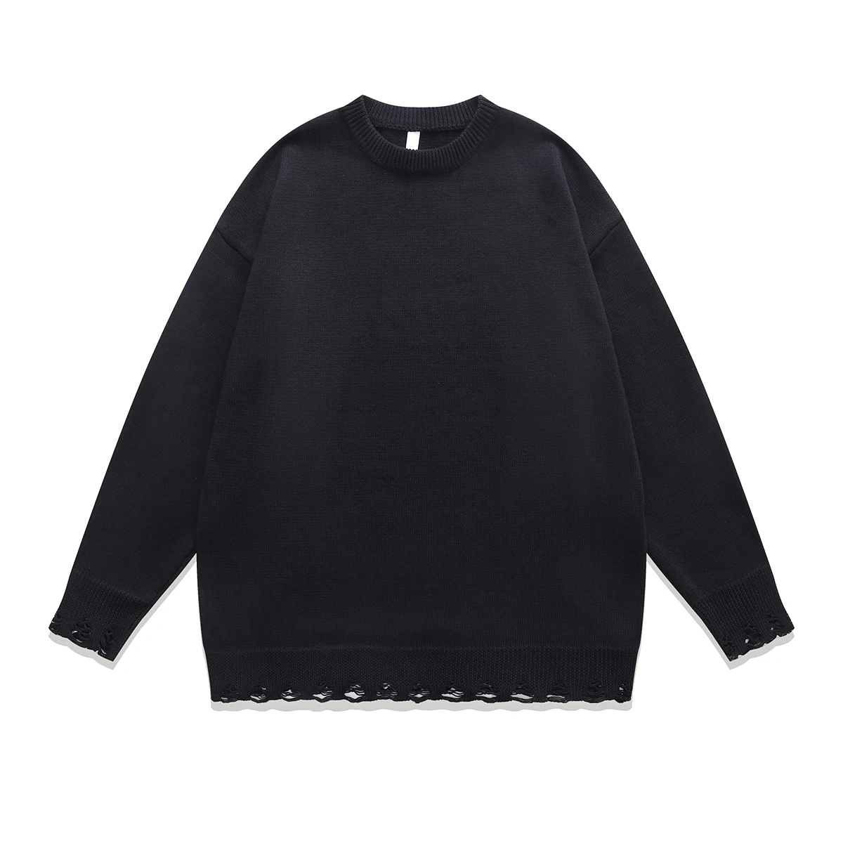Men Streetwear Warm Black Sweater Anime Print Knitted Sweater Harajuku Autumn Winter Cotton Loose Pullover Unisex