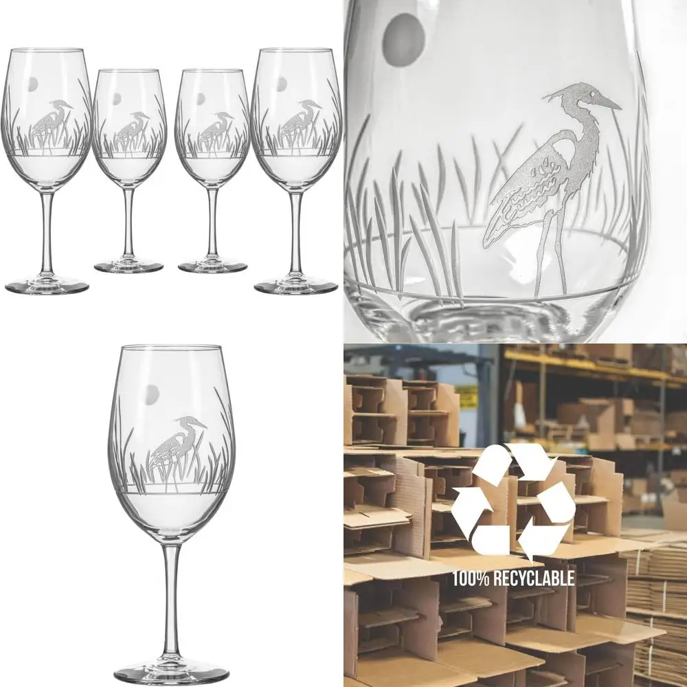 

Набор из 4 больших винных бокалов объемом 18 унций, без свинца, с гравировкой, дизайн — США