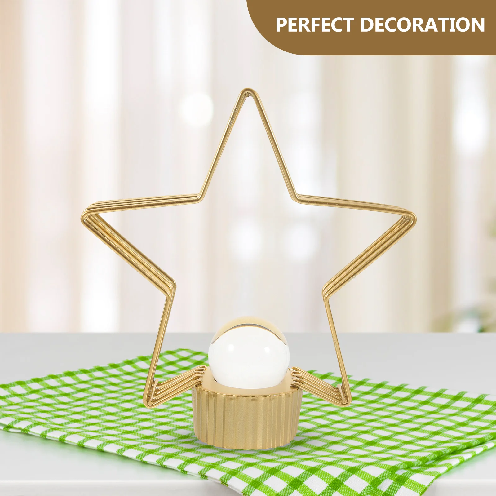 

Iron Star Decorations Five-pointed Desktop Glass Stand Office Room Christmas Small Size Safe Reliable