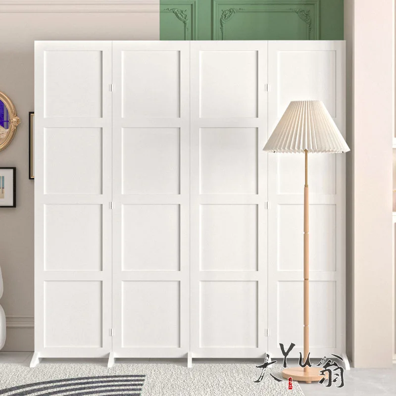 Pure white screen folding living room mobile modern office hotel entrance partition photography cream style folding screen