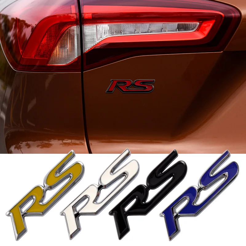 High-quality Modification 3D Metal Car Stickers Sport Version Logo RS 9x2.4cm Scratch Cover DIY