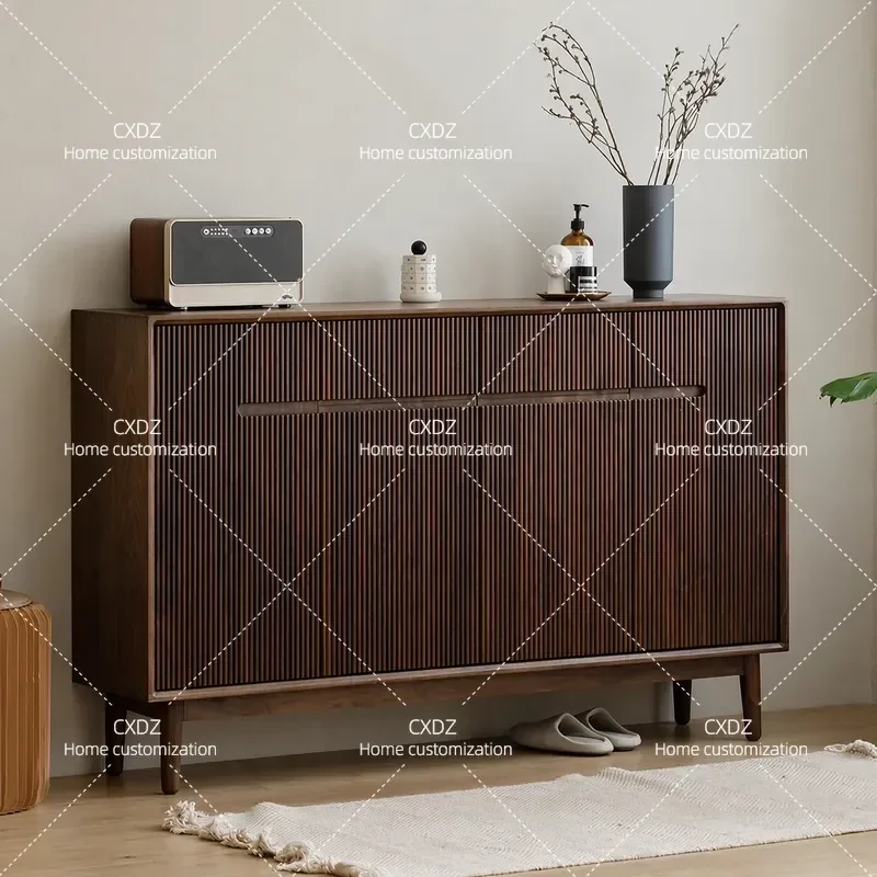 Chinese living room walnut solid wood shoe cabinet household integrated multi-layer large-capacity entrance entrance storage