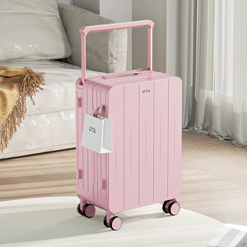 GraspDream Gepäck weiblich 20" kleiner Trolley-Koffer neuer hochwertiger Koffer Level Travel 24 hellrosa Lederkoffer 4