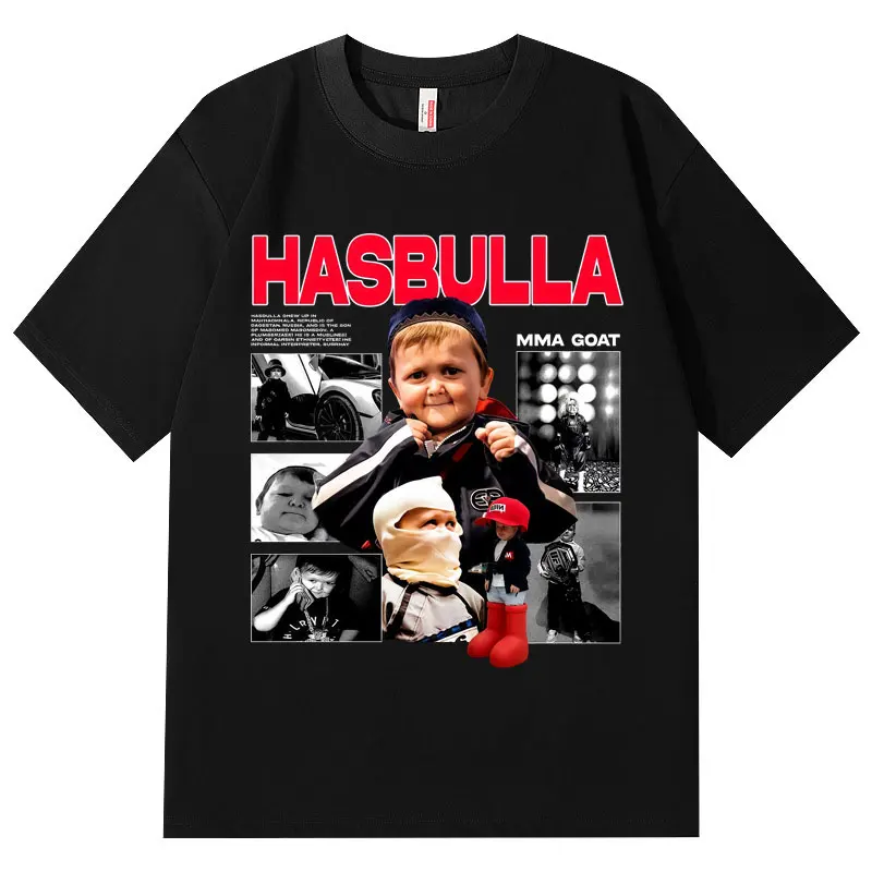 Hasbulla Mini Khabib Graphic T Shirts High Street Fashion Trend Short Sleeve T-shirts Men Women Casual Loose 100%cotton T-shirt