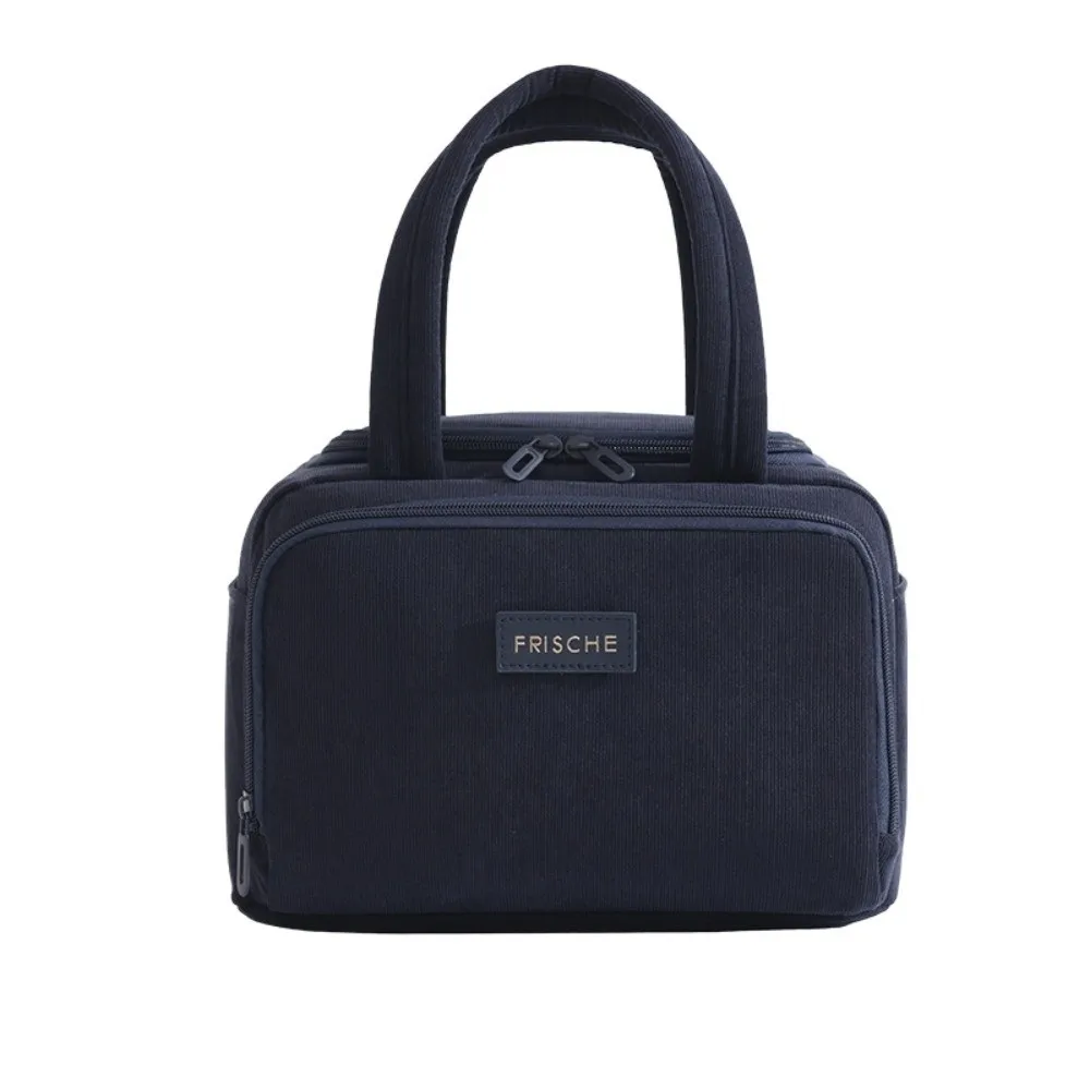 Portable Insulated Lunch Bag Polyester Large Capacity Thermal Lunch Tote Double Handles Handheld Style Meal Bag Outdoor Meals