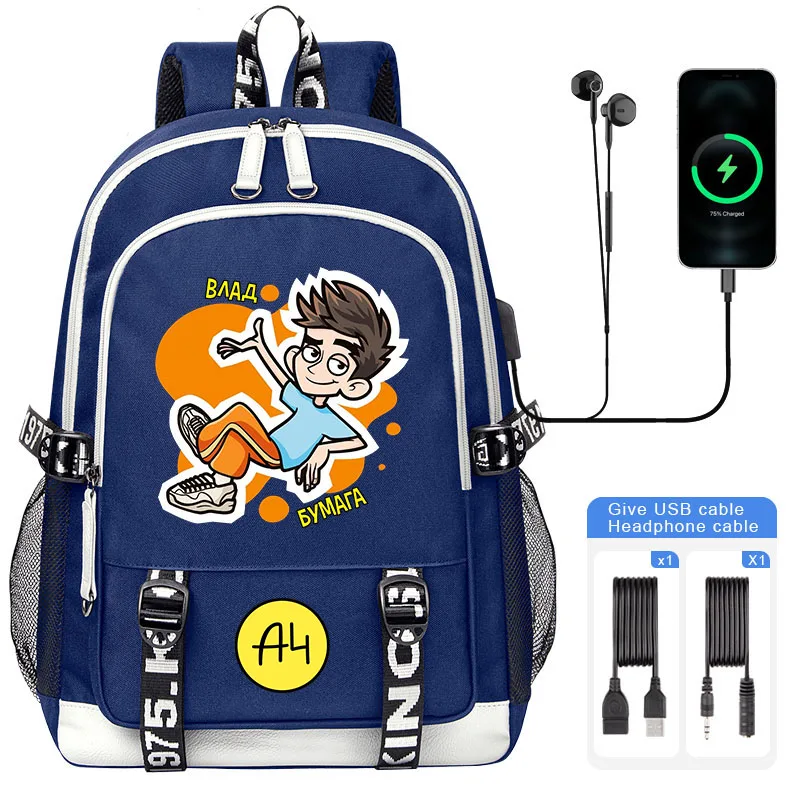 Cartoon Merch A4 Children Backpack NEW USB A4 Vlad Boy Girl School bag Large Capacity Teenage Children Students Schoolbag