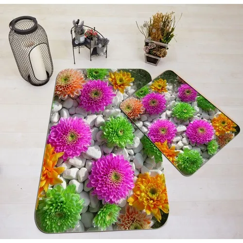 Carpet Wagon J3014B 3D Colorful Floral Bath Mat Toilet Seat Pad