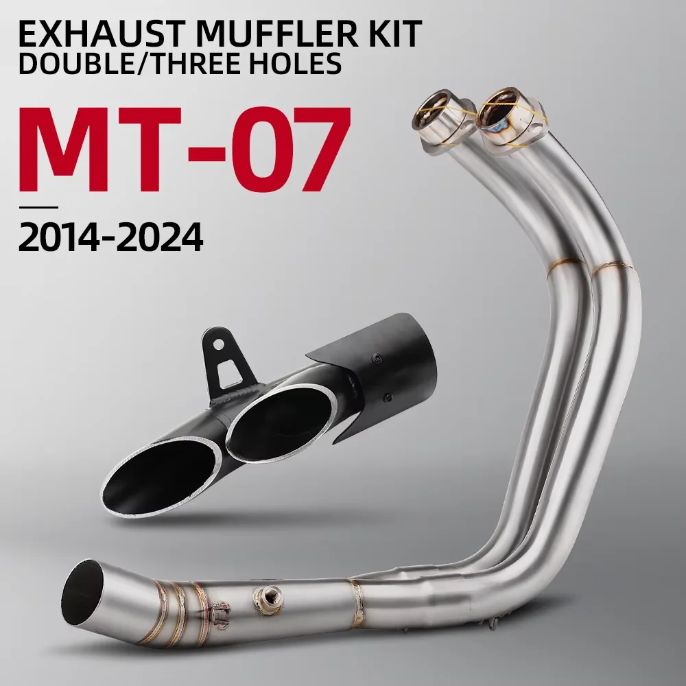 

Slip On For YAMAHA MT07 FZ07 XSR700 2014-2024 Motorcycle Full Exhaust Escape System Header Front Link Pipe Three Hole Muffler