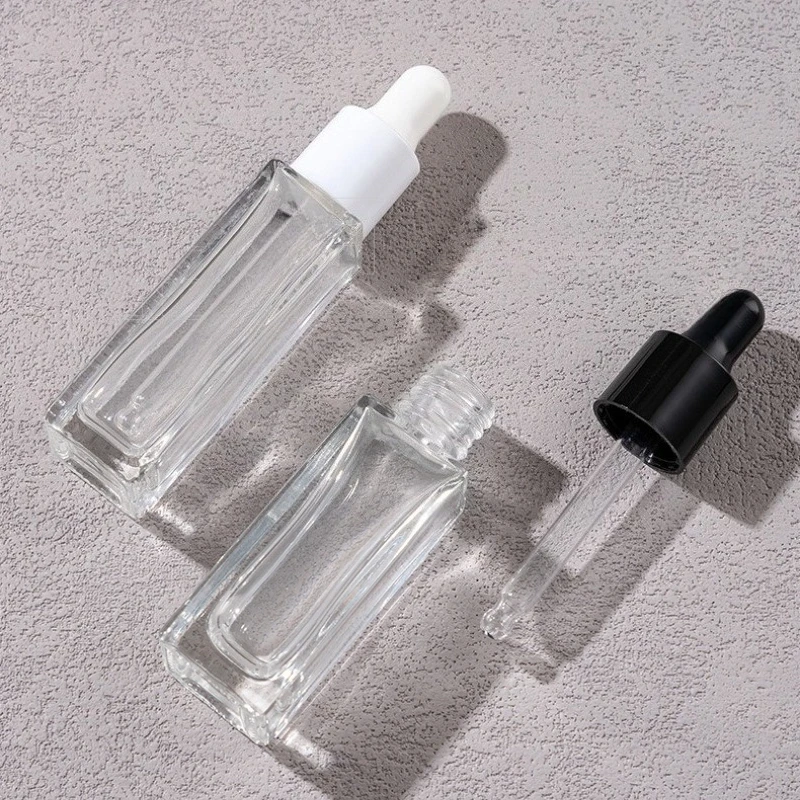 20 Stück 5ml 7ml 10ml 20ml Quadratische Tropfflaschen aus Glas, Leere Flaschen für Ätherische Öle, Aromatherapie, Tragbare Kosmetik-Probenfläschchen – Detail 6