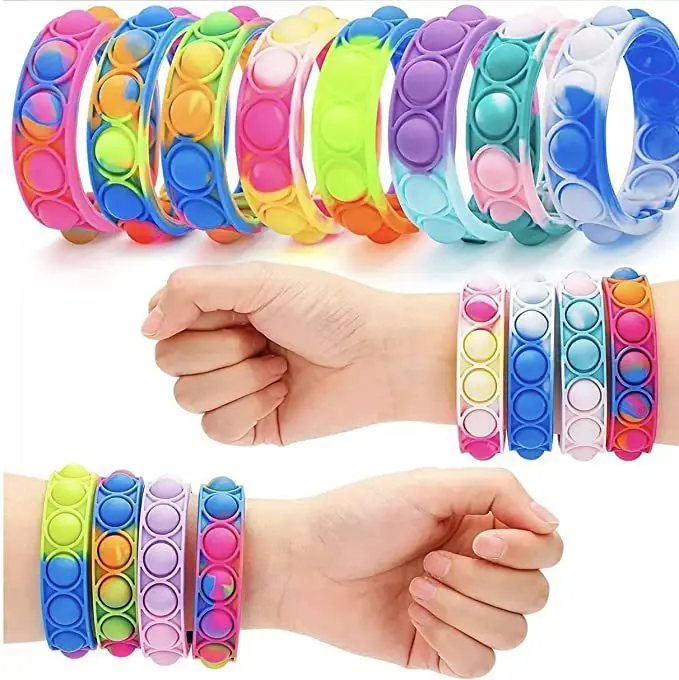 Silicone Pop It Fidget Bubble Bracelet Push Bubbles Stress Relieve Fidget Toy Relieve Fatigue Depression Relax Pop Gift For Kids