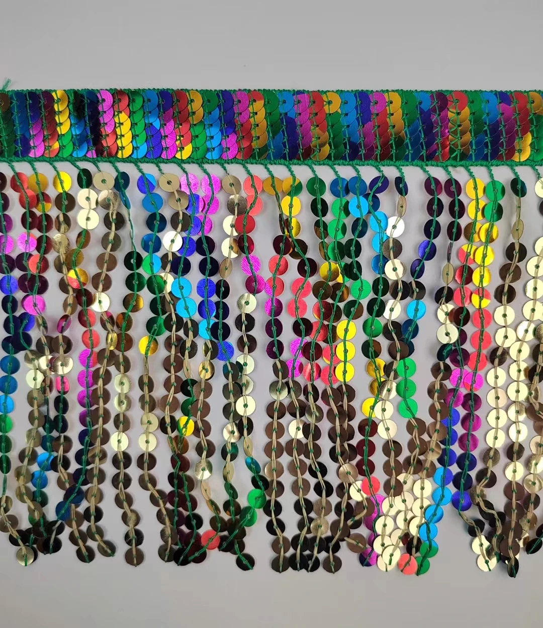 10 Yards 15cm Wide Mixed Color Rainbow Sequins Fringe, Colorful Sequins Fringe