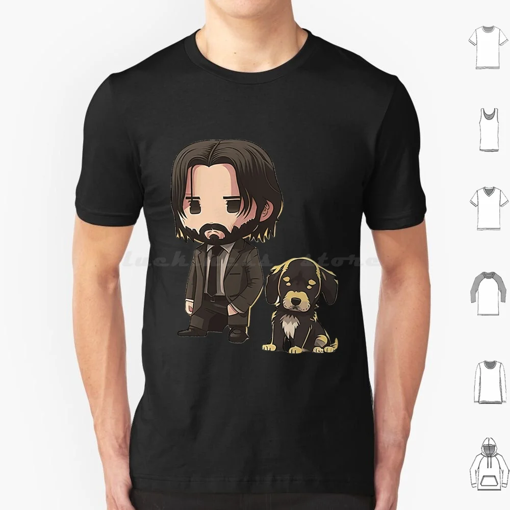 Cute John Wick With Pup T Shirt Big Size 100% Cotton Reeves Jesus Keanu John Wick Keanu Reeves Funny Wick Meme Dog Jesus Christ