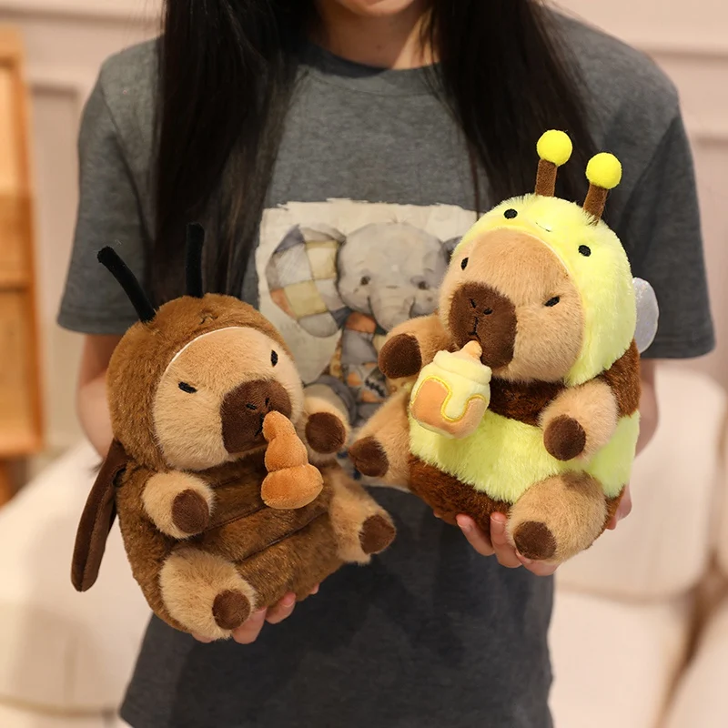 20cm Capybara Plush Toy Nose Pull Line Doll Cute Capibara Cosplay Bee,Dinosaur,Pig,Rabbit,Shark,Cockroach Doll Birthday Gift
