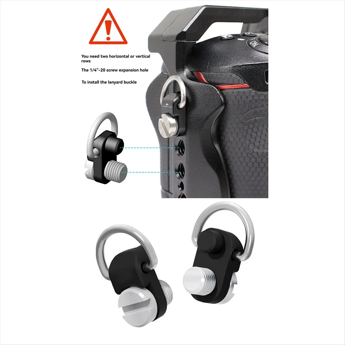 【~ New Y24A】Universal Shoulder Strap Buckle for Camera Cage 1/4 Hand-Tightened Positioning Screw Lanyard Wrist Strap Fixation
