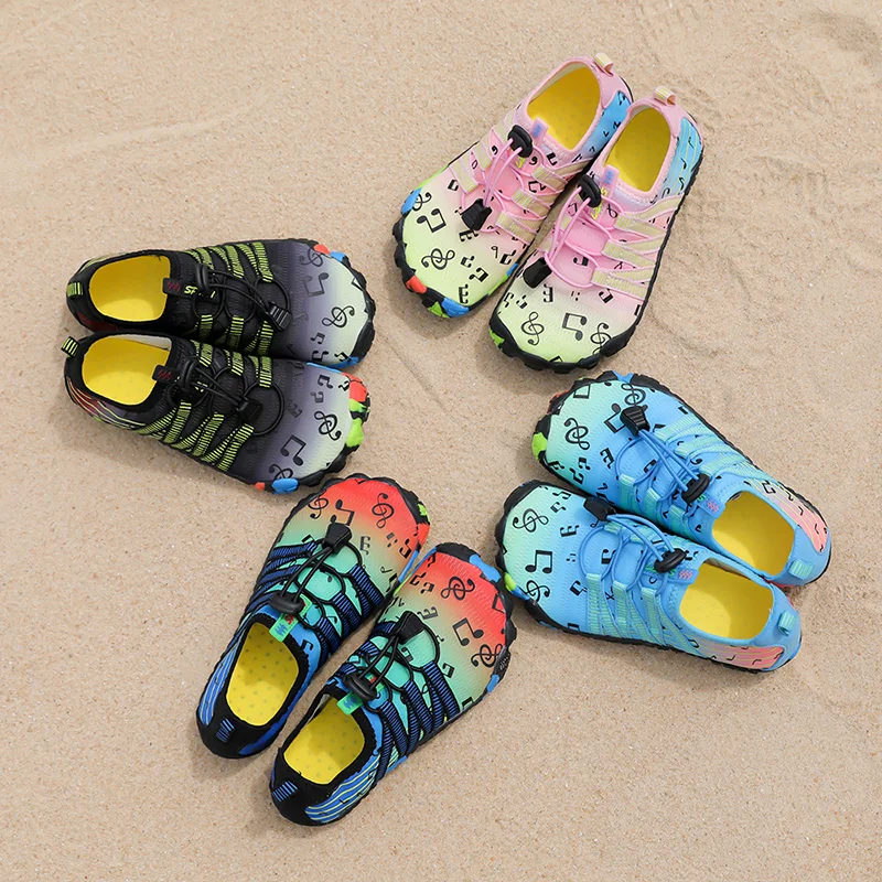 2024 Barefoot Shoes Kids Aqua Shoes Breathable Quick-drying Sneakers Beach Child Non-slip Slippers Soft Fit Heel Note sneakers