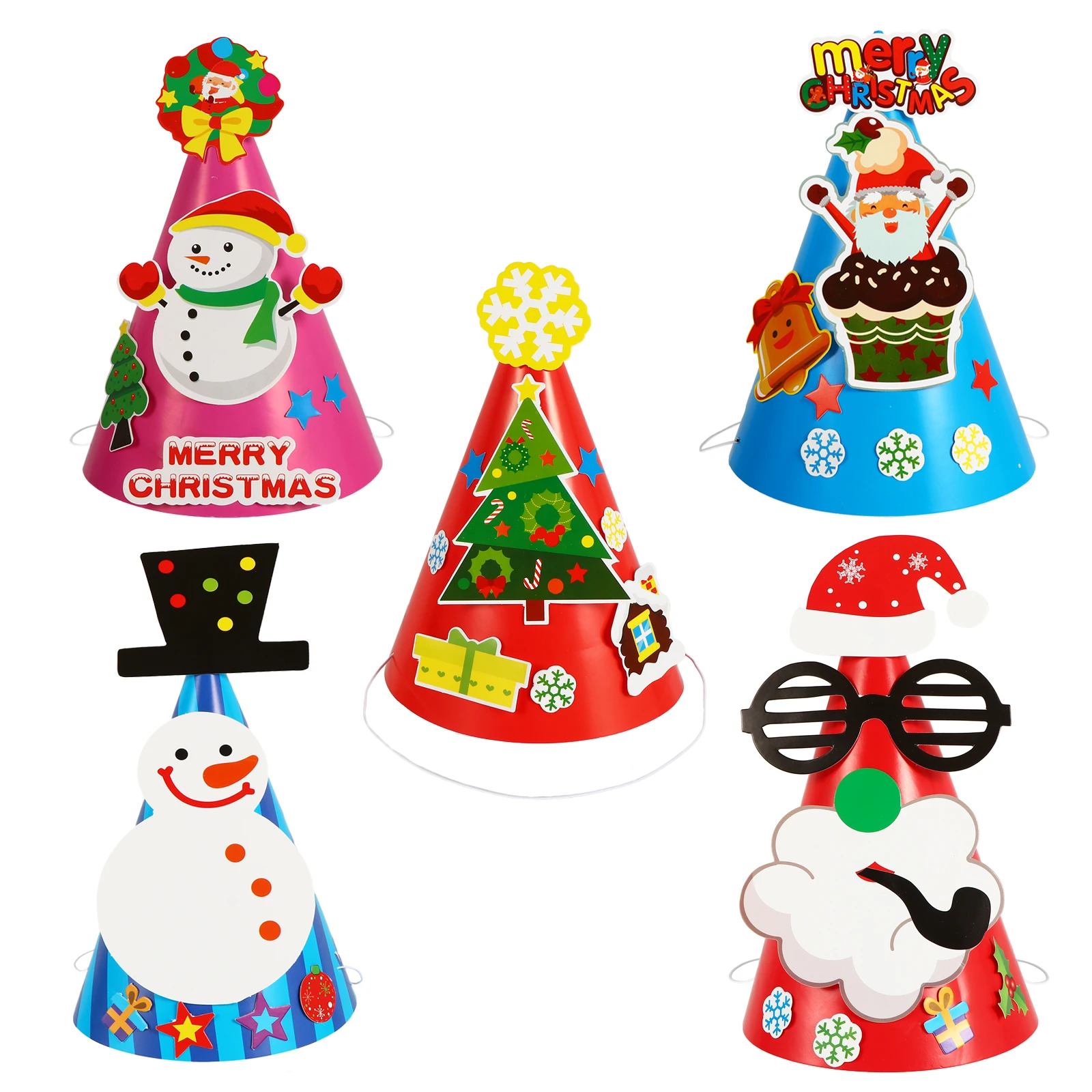 

5 Pcs Paper Hats Craft Kits Christmas Theme Creative Environmentally Friendly Light Comfortable Parent Child Activity