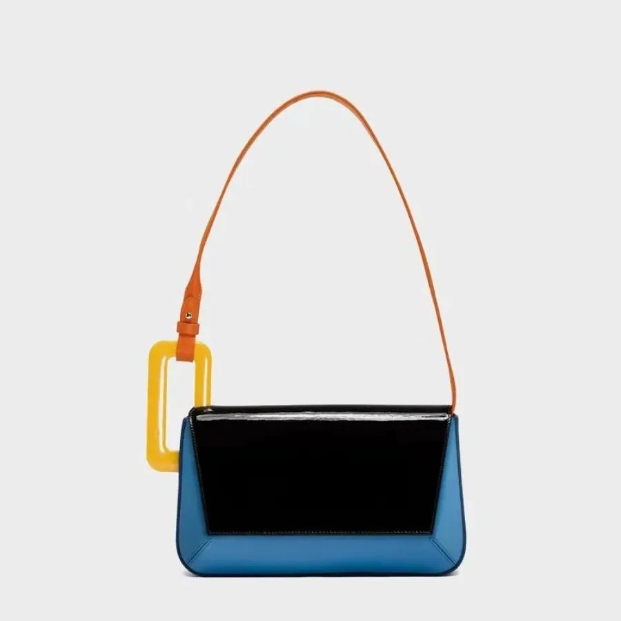 

New fashion decent simple shoulder bag niche trend temperament underarm bag splicing color collision handbag female bags