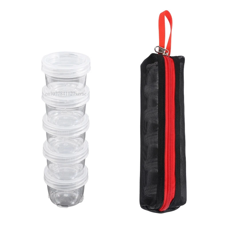 5-piece Set Outdoor Portable Camping Spice Kit Spice Container Bag Clear Seasoning Bottles Food Grade Spice Condiment Container