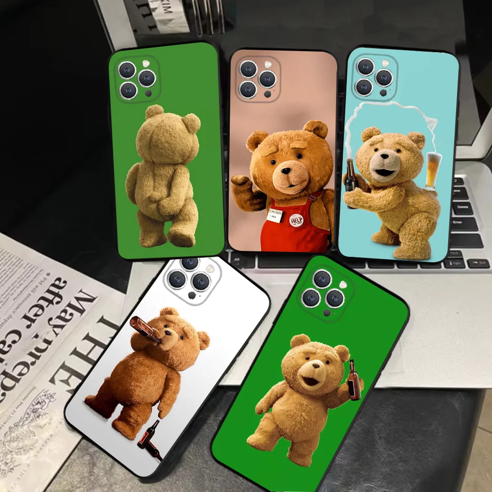 

Cute T-Teds Bear Phone Case For iPhone 16,15,14,13,12,11,Pro,X,XS,Max,XR,Plus,Mini Soft Black Cover