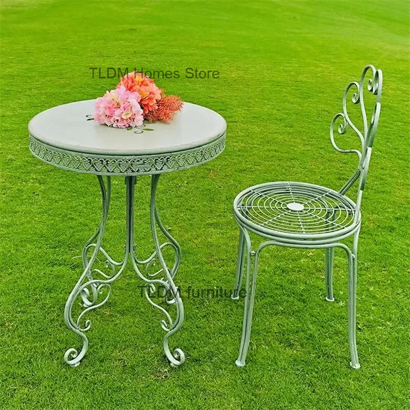 Nordic Iron Table and Chairs Set Outdoor Courtyard Lounge Chair Household Balcony Garden Coffee Table Garden Furniture set Z