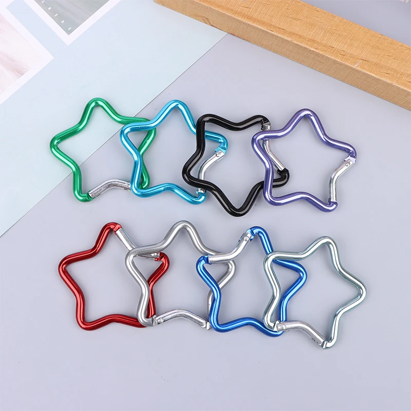 Colorful Five-Pointed Star Shaped Aluminum Carabiner Key Chain Clip, Outdoor Camping Keyring, Hook Bottle Hanging Buckle