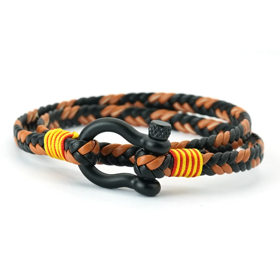 Novel Elegance Men Bracelet Handmade Braided Leather Double Layer 7 Colors Available Leisure Versatile Accessories Homme Joias