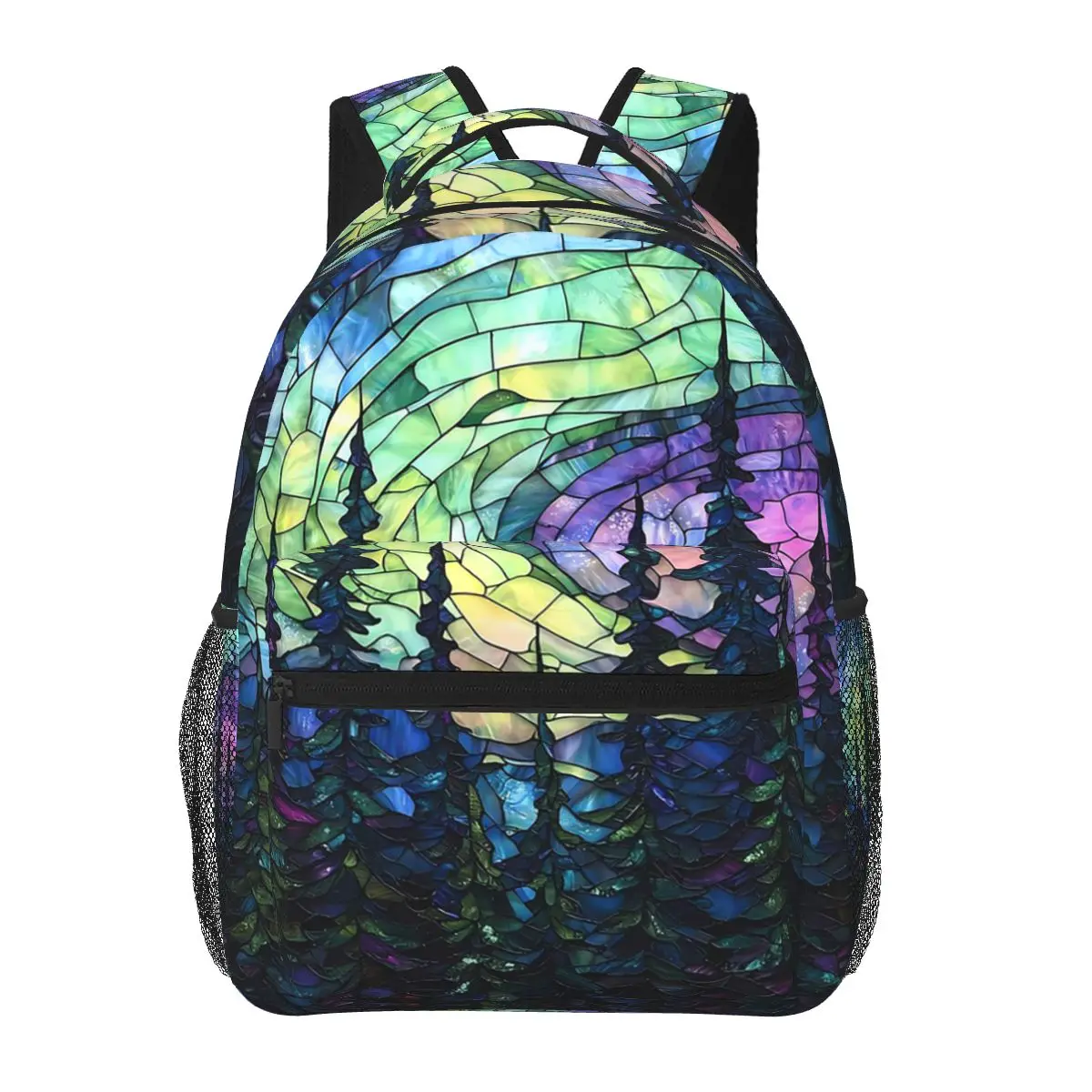 Swirled Starry Night And Pine Trees Student Backpack School Bag Hiking Travel Daypack for Boys Girls Bookbag Shoulder Bags