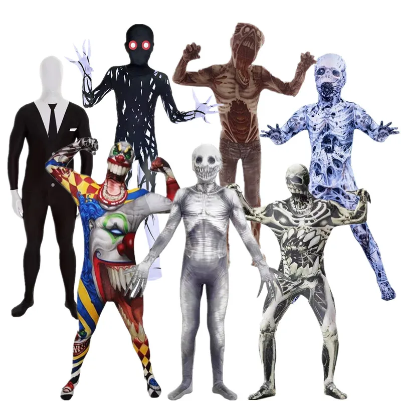 Adult loween Skeleton Costume Alien Terror Death God One-Piece Suit Zombie Ghost Devil Alien Themed Par Dr up Clothes
