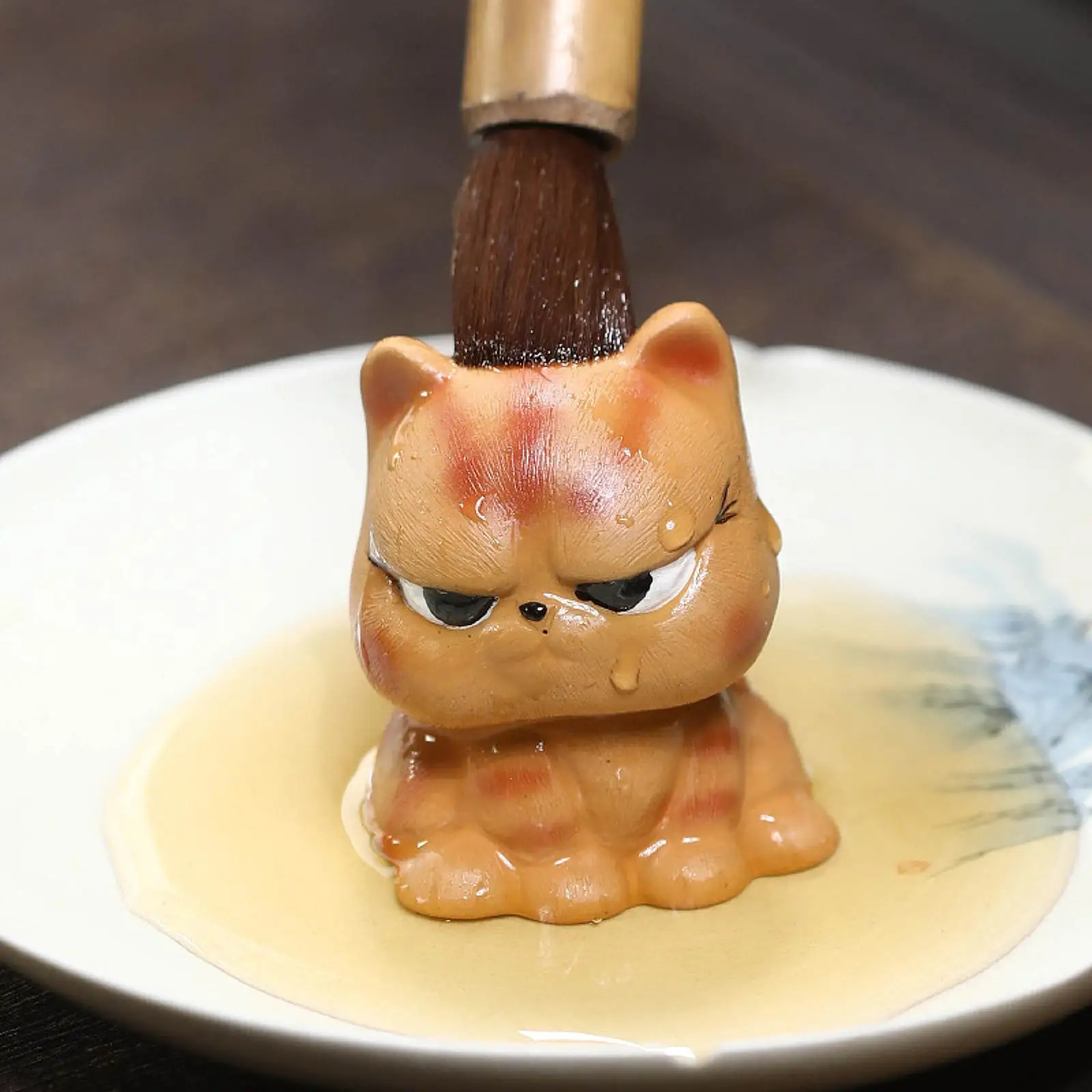 

Фигурка кошки, идеальный подарок, фиолетовое глиняное украшение в виде животного для офисной церемонии дома