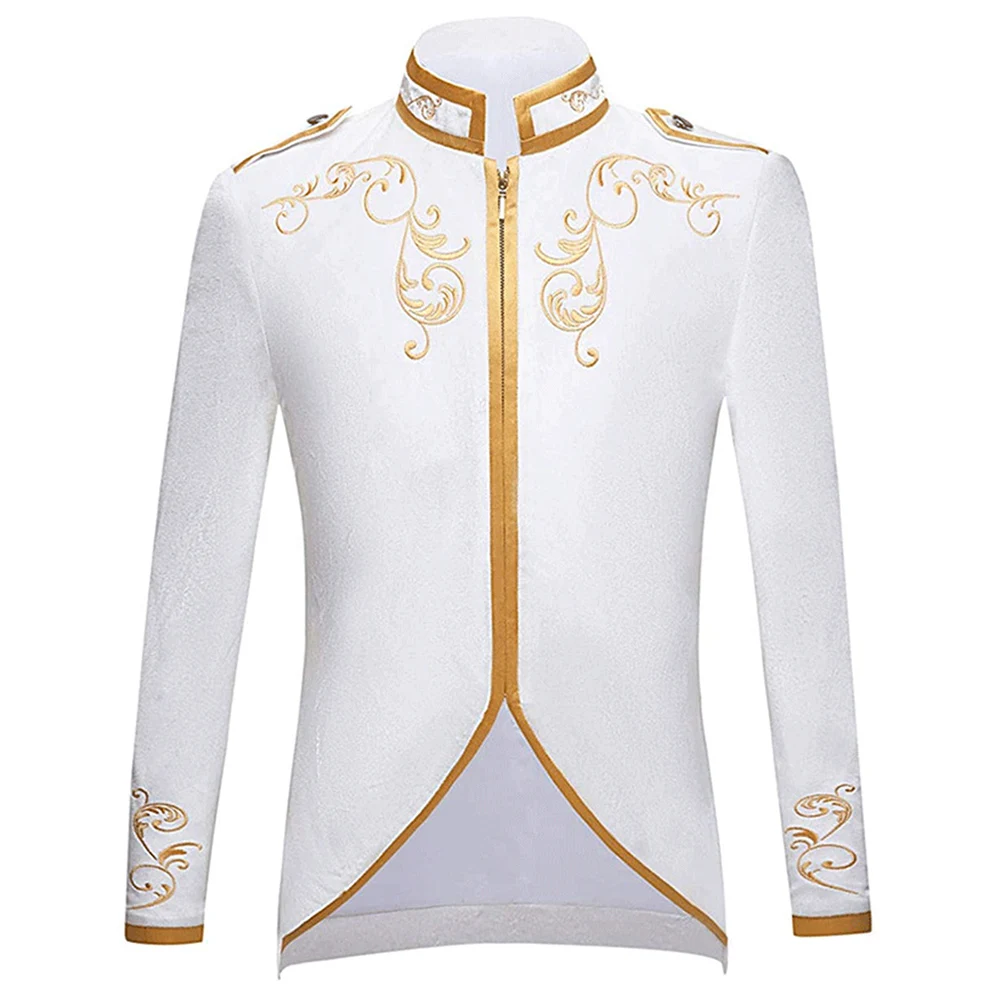 Comfortabele mode jas borduurwerk jas vakantie koning middeleeuwse jas heren prins stand Victoriaanse jas cosplay kostuum
