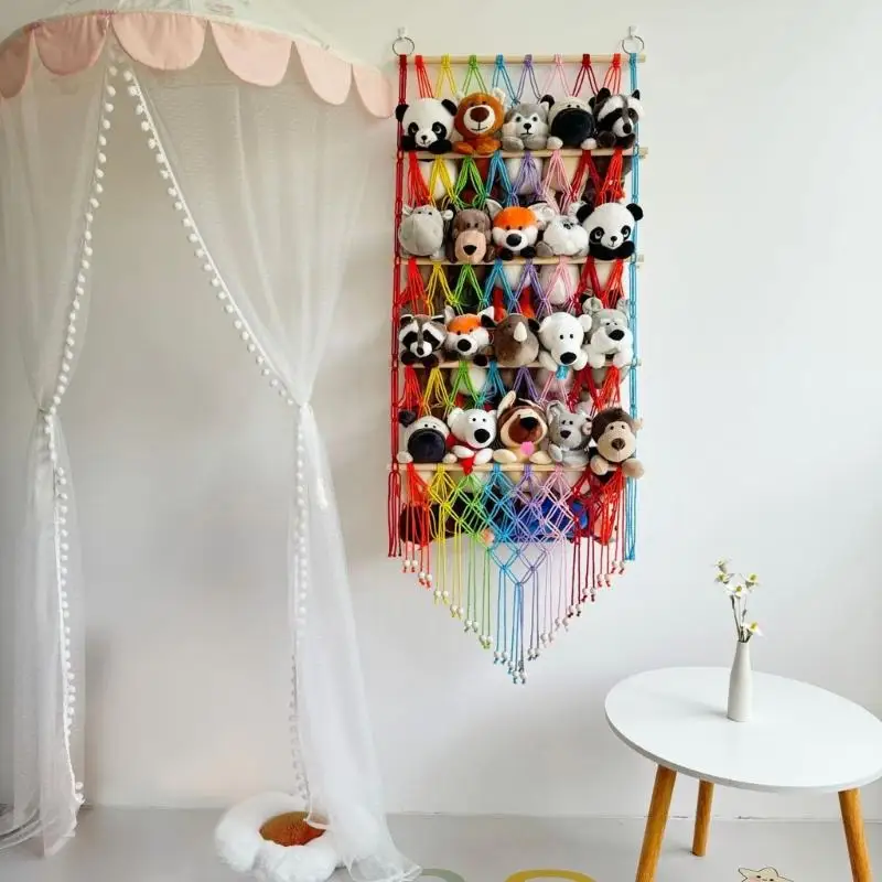 Mounted Fringe Hanging Organizers Stylish Toy Storage Hammock Portable Meshes Organizers for a Mess Release Space KXRE