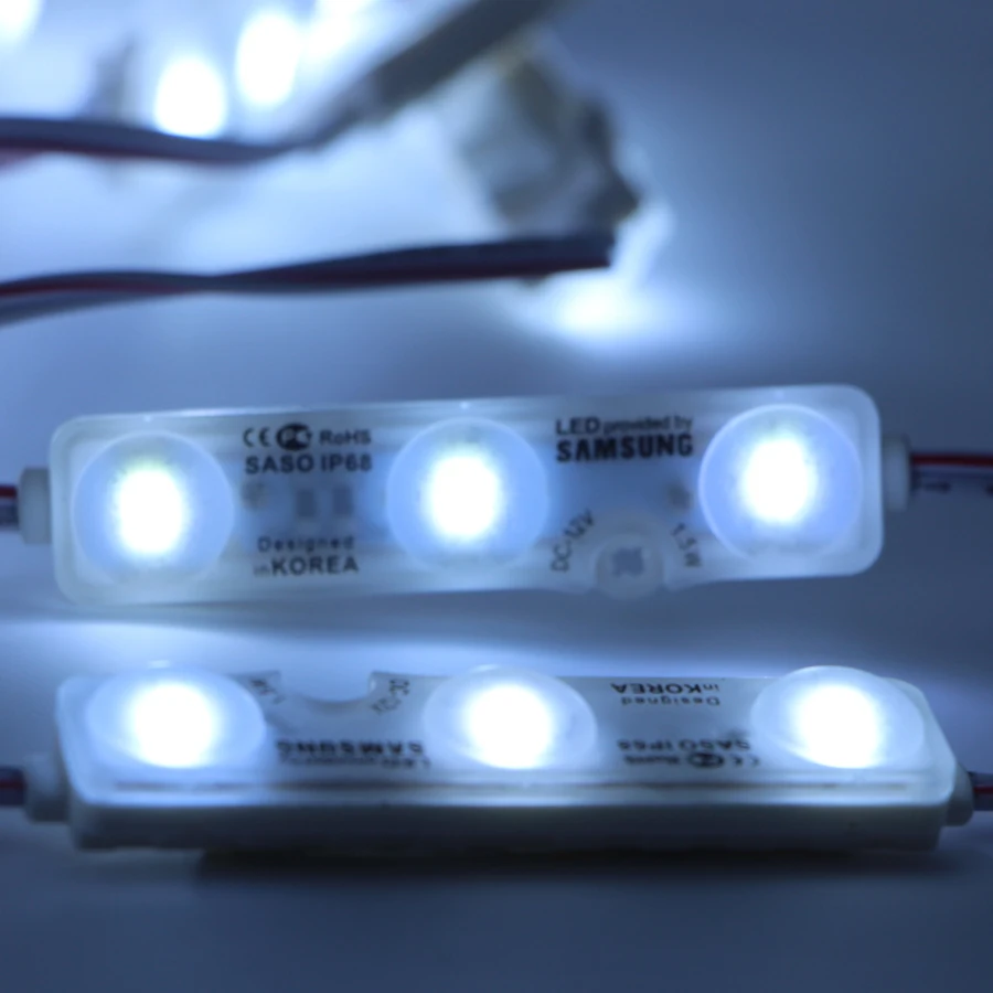 50 szt. 5730 LED SMD moduł oświetleniowy IP67 wodoodporny 3 diodami LED 1.5W światło lustrzane czerwony niebieski zielony biały moduł Led