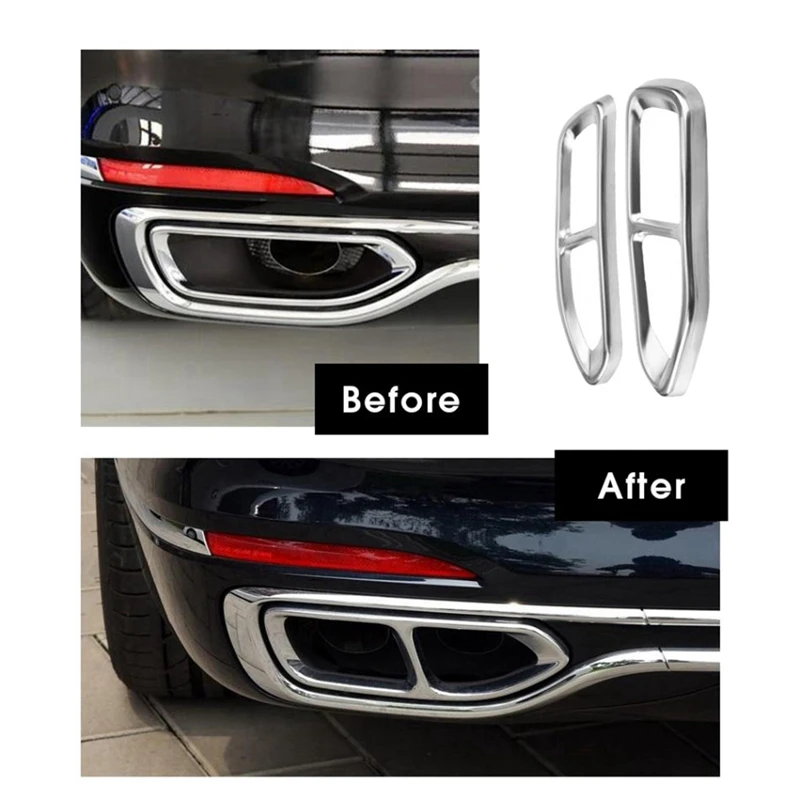 Tailpipe Trim Frame Exhaust Trim Cover Car For BMW 7 Series 730 740 750Li 2016-2018 Accessories