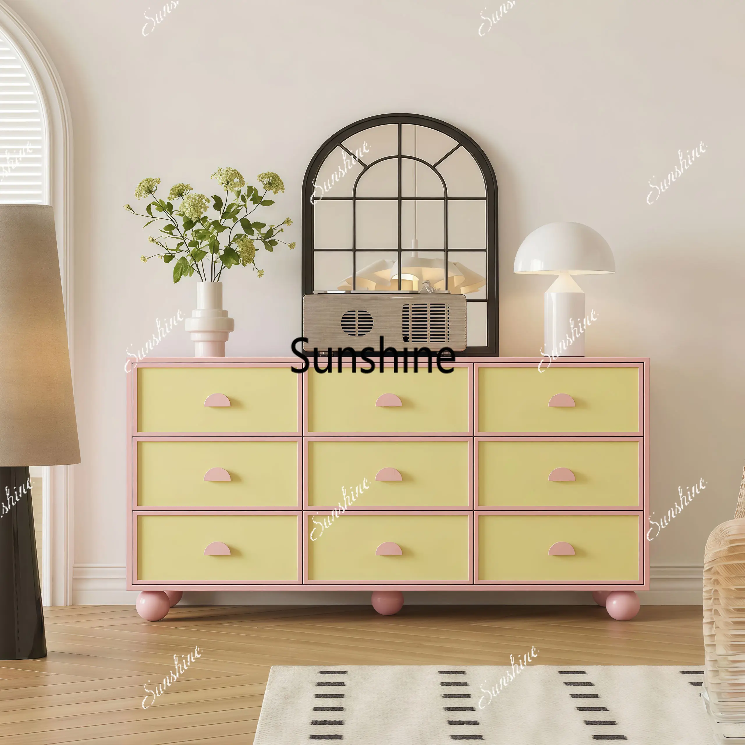 

Bedroom solid wood sideboard modern entryway cabinet living room storage chest of drawers
