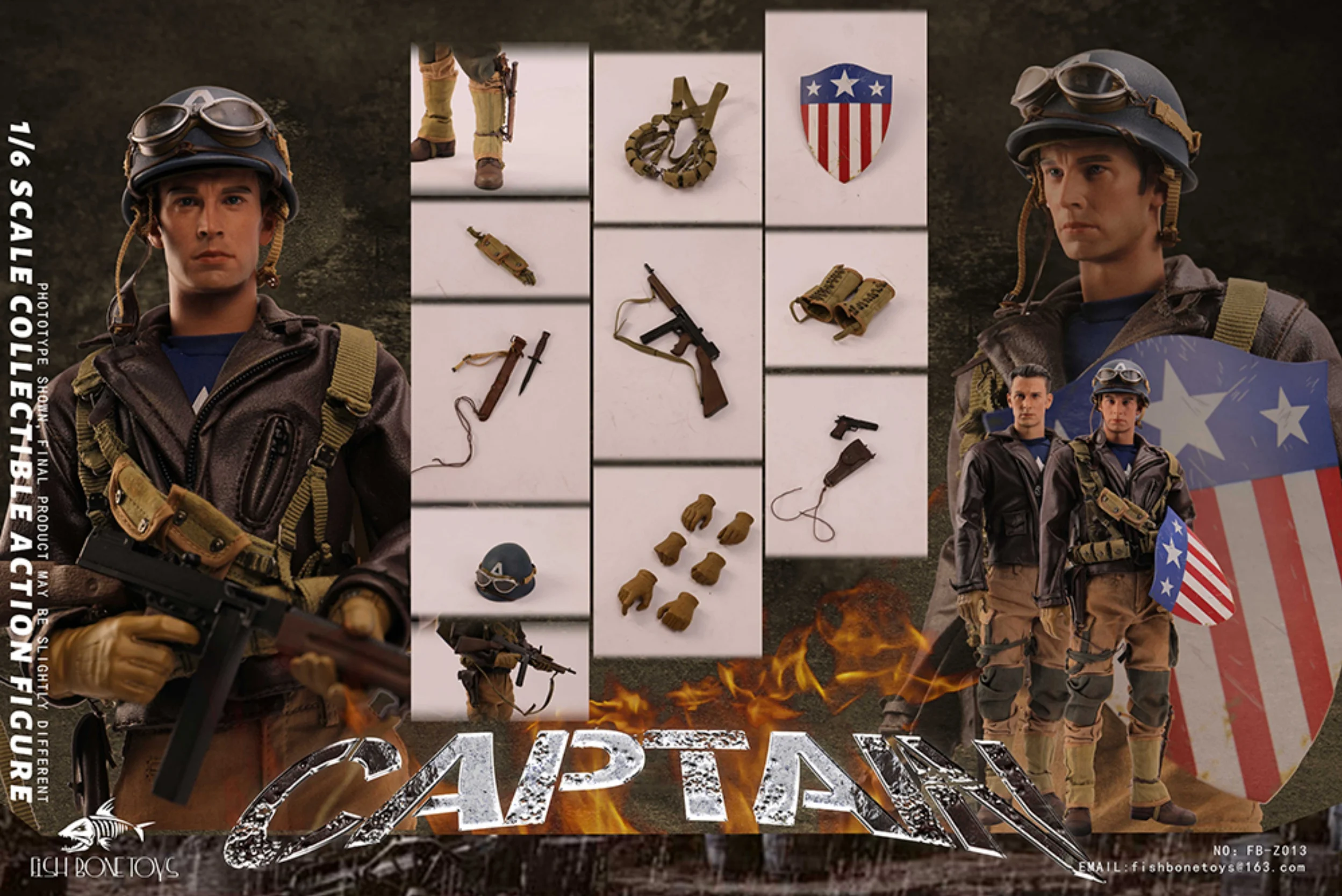 

FISH BONETOYS FB-Z013 1/6 WWII Captain Steve Rogers Action Figure