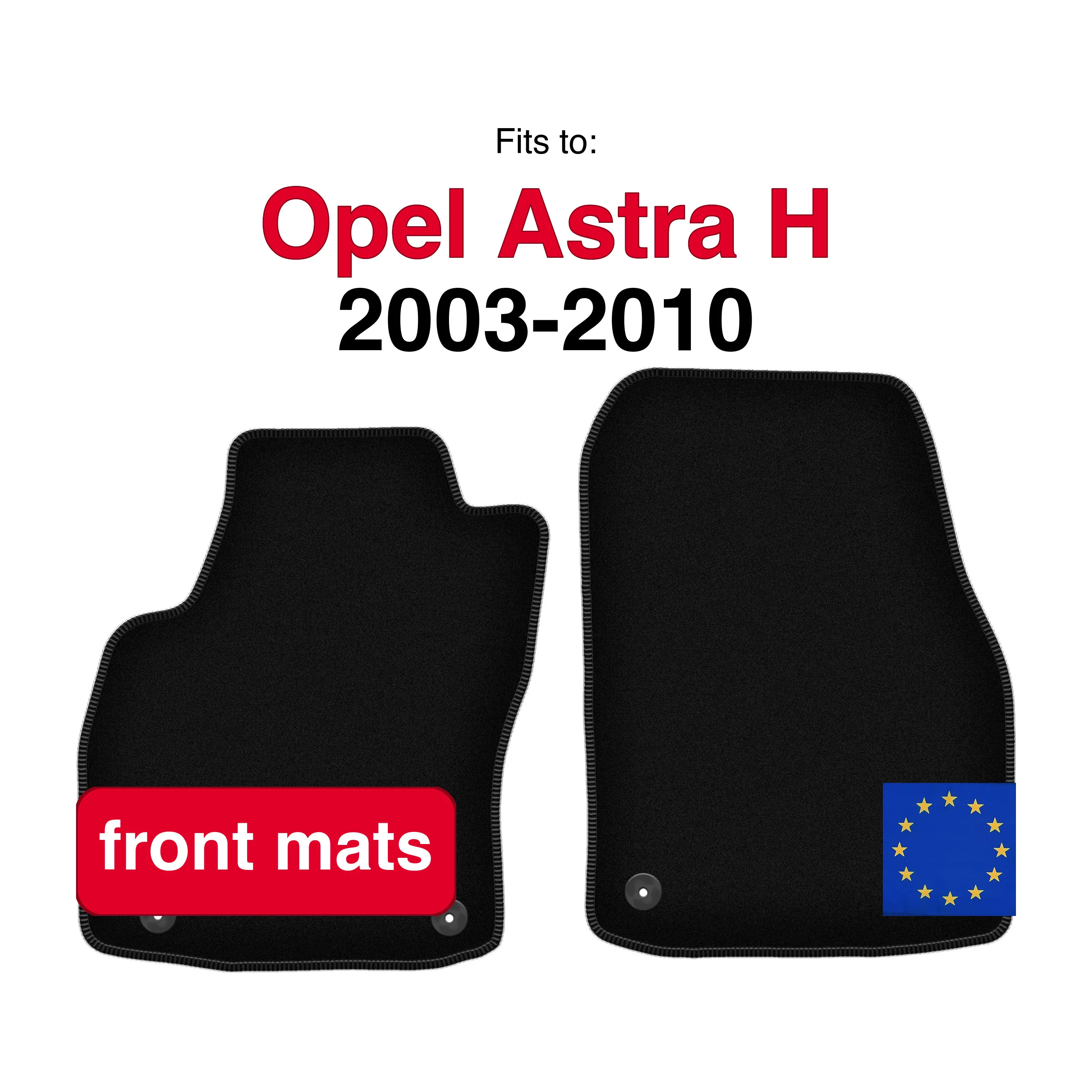 Velours vloermatten voor in de auto voor Opel Astra H sedan, hatchback, stationwagen, TwinTop, cabriolet, Coupé (2003-2010) - Zwart (2 stuks) set vloermatten voor in de auto