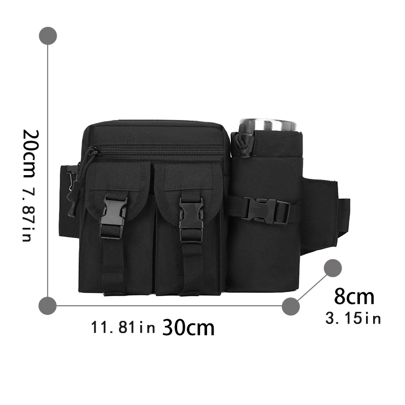 Тактический камуфляжный поясной пакет |   Регулируемый плечевой ремень с надежной застежкой-молнией, идеально подходит для пеших прогулок, езды на велосипеде, фотографии.