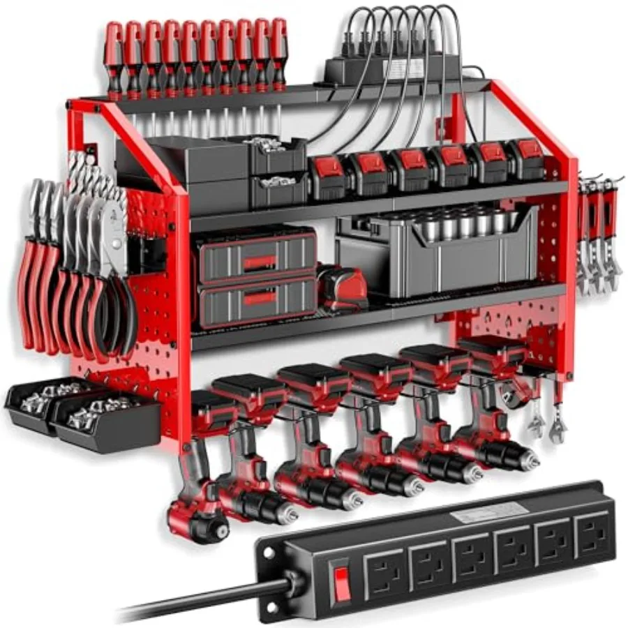 

Power Tool Orgazer Wit Carging StationPatented eavy Duty Steel 6 Drilling Rig Sizes Wit ooks And Screw oxes 6 sockets Easy To I