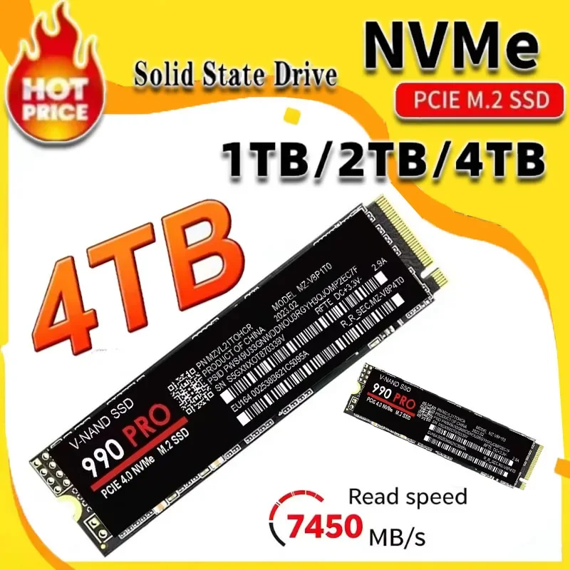 Gaming SSD high speed 990 PRO PCIe 4.0 NVMe 4.0 M.2 2280 1TB 2TB 4TB SSD Internal Solid State Hard Drive For Laptop PC PS4