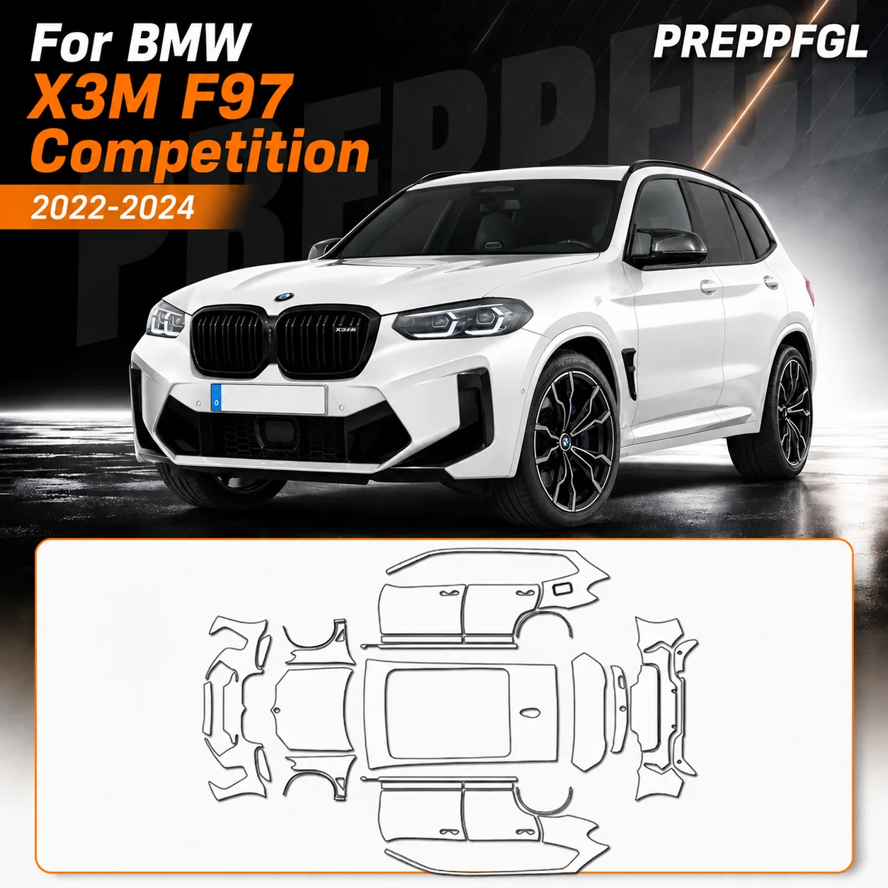 For BMW X3M F97 Competition 2022-2024 9Mil TPU Pre-cut PPF Paint Protective Film Custom Anti Scratch Self-Healing Transparent