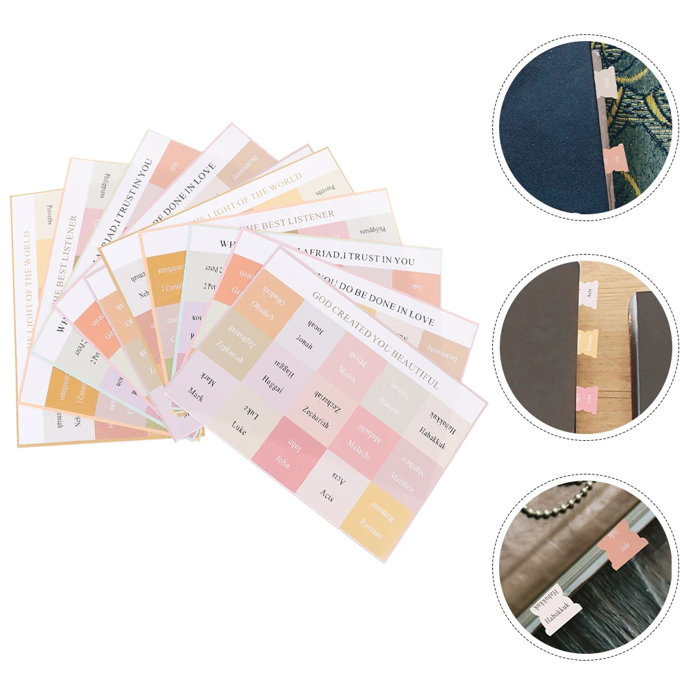 

10 Sheets Bible Index Tabs Stickers Adhesive Page Markers for Study Navigation Book Accessories Women Dividers Labels