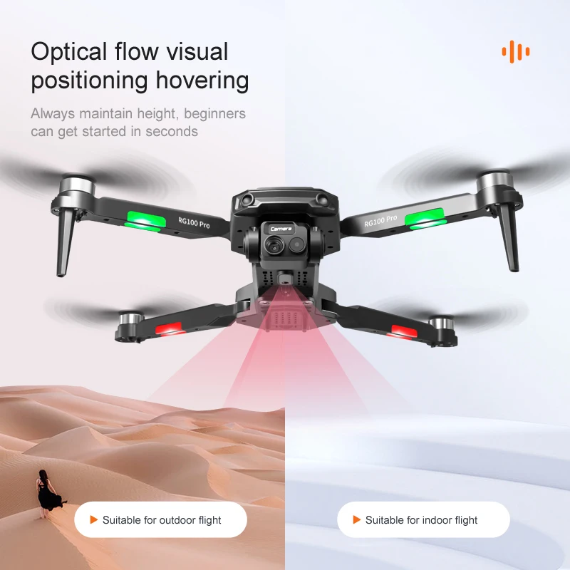 RG100 PRO Drone 5G WiFi FPV 360° Laser Obstacle Avoidance Brushless Motor GPS Return 4K HD Dual Camera RC Quadcopter Drone Toys