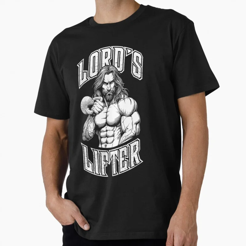 

Jesus Gym Christian Bodybuilder Lord's Lifter Fitness Funny Gift t shirt Humor God joke printed clothes All size Tops S-6XL