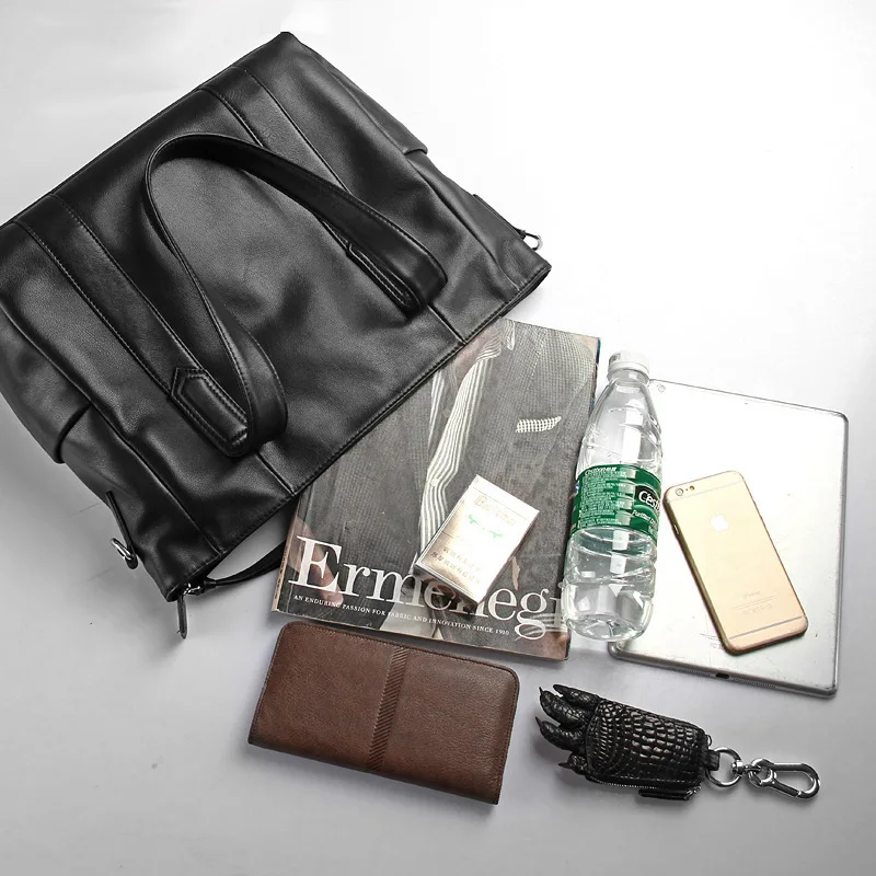 Men's Genuine Messenger Luxury Brand Men Single Shoulder Tote Bags Korean Style Business Briefcase Top Layer Cowhide Laptop Bag