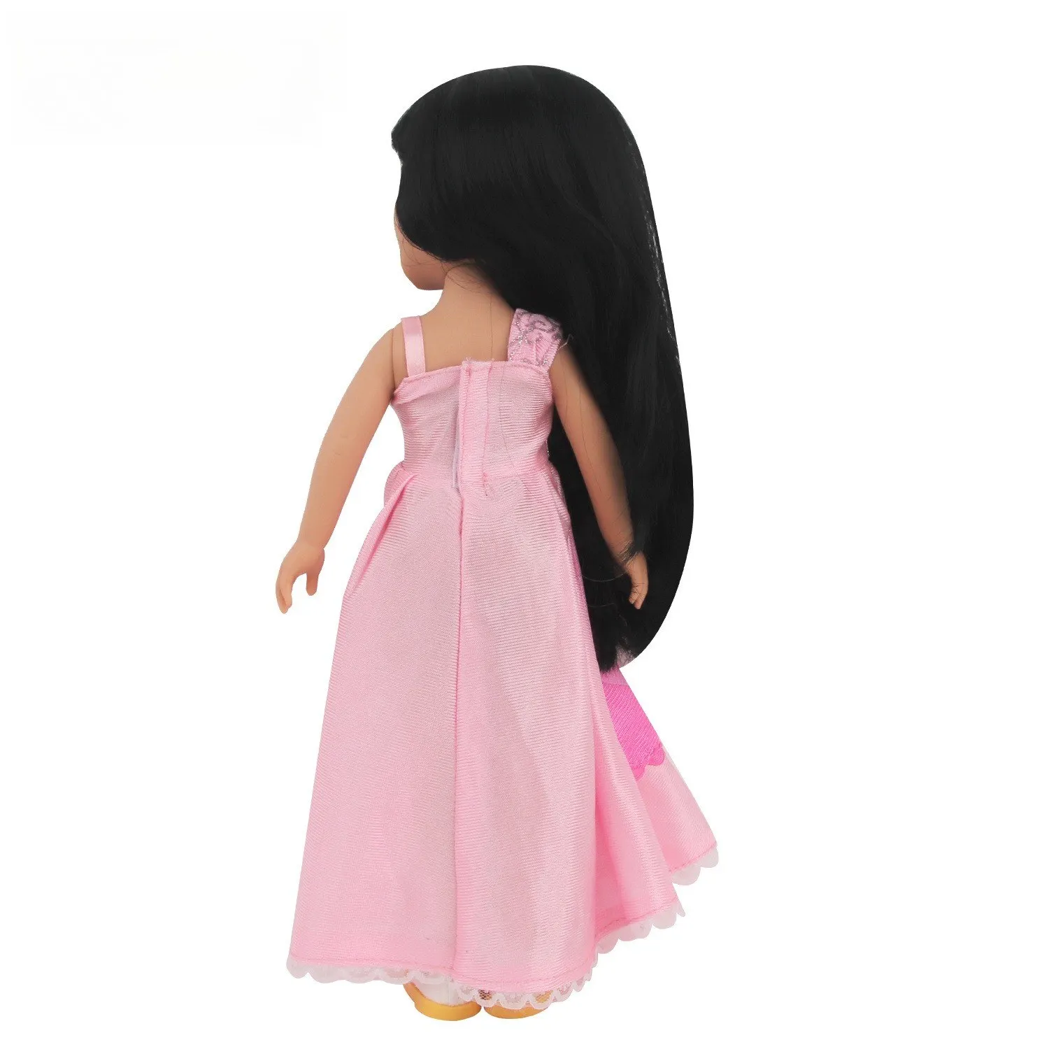 14-Zoll-Reborn-Mädchenpuppe, einteiliges Prinzessinnenkleid-Puppenkleidungsset aus rosa Spitze