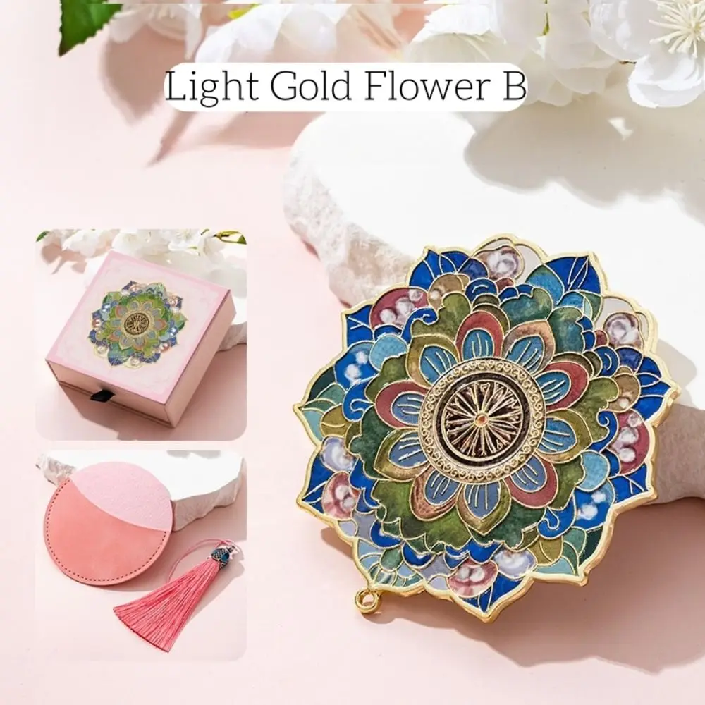Dunhuang Exquisite Chinese Style Mirror Tassel HD 3D Flower Makeup Mirror Copper Round Shape Vanity Mirror Unisex