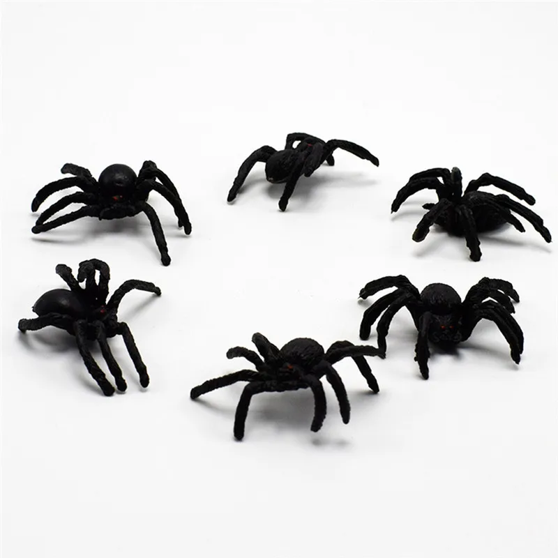 5pcs Horror 4.5cm Black Spider Haunted House Spider Web Bar Party Decoration Supplies Simulation Tricky Toy Halloween Decoration